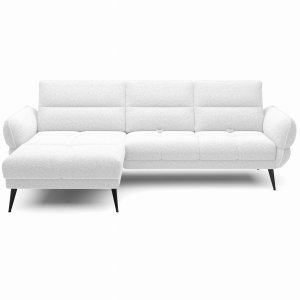Modernes Ecksofa CAMPINA MINI – verschiebbare Rückenlehne, optional elektrisch 288x170 cm - Weiß (Bubble 1)