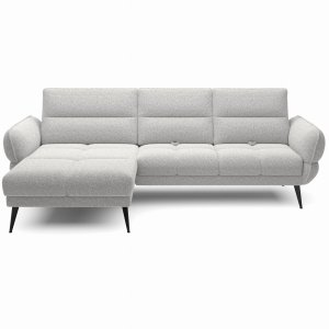 Modernes Ecksofa CAMPINA MINI – verschiebbare Rückenlehne, optional elektrisch 288x170 cm - Hellgrau (Bubble 7)