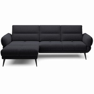 Modernes Ecksofa CAMPINA MINI – verschiebbare Rückenlehne, optional elektrisch 288x170 cm - Schwarz (Bubble 17)