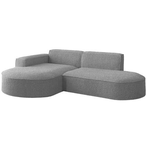 PARMA STUDIO Ecksofa 236 cm – Weiches Bouclé-Design für kleine, stilvolle Räume - Hellgrau (Loop 16)