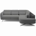 ILUSIO L Ecksofa Elektrisch verstellbare Sitztiefe Relaxfunktion Dunkelgrau (Now or Never 92)