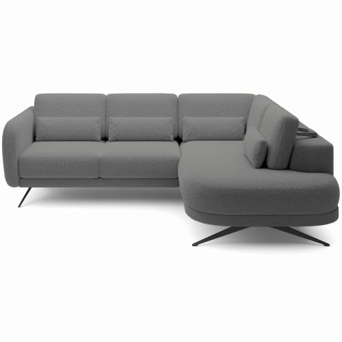 ILUSIO L Ecksofa Elektrisch verstellbare Sitztiefe Relaxfunktion Dunkelgrau (Now or Never 92)
