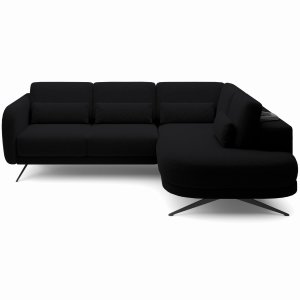 ILUSIO L Ecksofa Elektrisch verstellbare Sitztiefe Relaxfunktion Schwarz (Quelle 100)