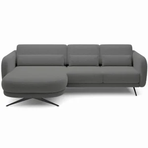 Ecksofa ILUSIO MINI Dunkelgrau Bouclé 260 cm Elektrisch verstellbare Sitztiefe Relaxfunktion (Quelle 92)