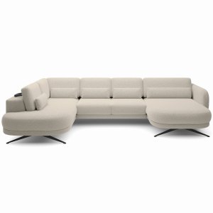 Ecksofa ILUSIO XL verstellbare Sitztiefe Elektrisch Relaxfunktion Beige Bouclé (Quelle 06)