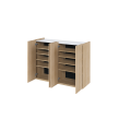 Kommode EASY Schrank mit LEDs EA-02 Eiche / Weiß Hochglanz