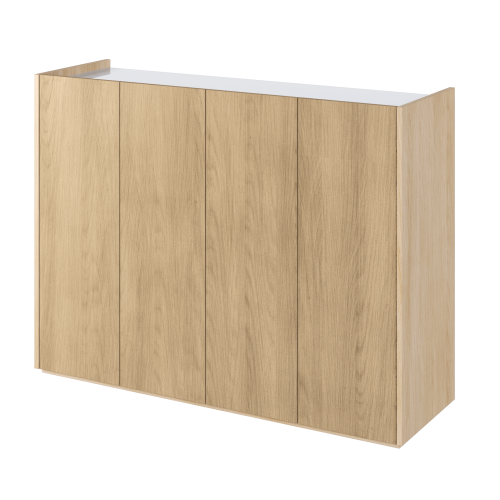 Kommode EASY Schrank mit LEDs EA-02 Eiche / Weiß Hochglanz