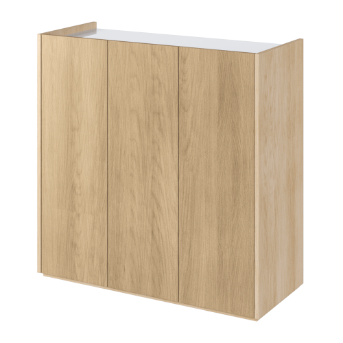 Kommode EASY EA-03 Schrank mit LEDs Eiche / Weiß Hochglanz