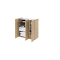 Kommode EASY EA-03 Schrank mit LEDs Eiche / Weiß Hochglanz