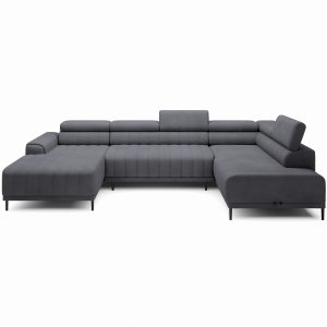 Ecksofa CALDO XL – U-Form mit Bettkasten, Schlaffunktion & Relaxfunktion, 342 cm, Dunkelgrau (Solar 96)