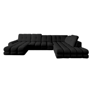 Ecksofa mit elektrischer Sitzverstellung TOLLO XL Schlaffunktion Bettkasten U-form 400x217 Schwarz (Quelle 100)