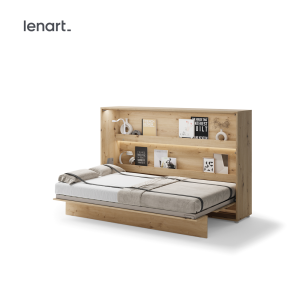 Wandklappbett 120x200 Horizontal Schrankbett Lenart BED CONCEPT Eiche Artisan BC-05