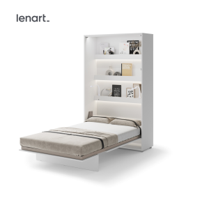 Wandklappbett 120x200 Vertikal Schrankbett Lenart BED CONCEPT Weiß BC-02