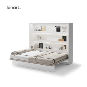 Wandklappbett 160x200 Horizontal Schrankbett Lenart BED CONCEPT Weiß BC-14