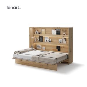 Wandklappbett 140x200 Horizontal Schrankbett Lenart BED CONCEPT Eiche Artisan BC-04