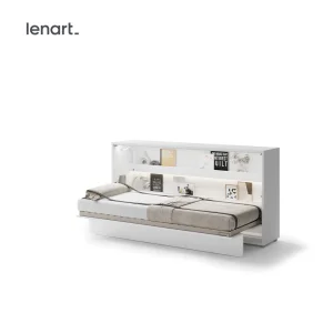 Wandklappbett 90x200 Horizontal Schrankbett Lenart BED CONCEPT Weiß Hochglanz BC-06