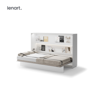 Wandklappbett 120x200 Horizontal Schrankbett Lenart BED CONCEPT Weiß Hochglanz BC-05