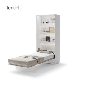 Wandklappbett 90x200 Vertikal Lenart BED CONCEPT Schrankbett Weiß Hochglanz BC-03