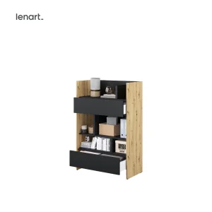 Kleines Bücherregal für Schrankbett Lenart BED CONCEPT BC-26 Schwarz/Eiche 92/138 cm