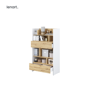 Kleines Bücherregal für Schrankbett Lenart BED CONCEPT BC-27 Weiß/Eiche 92/158 cm