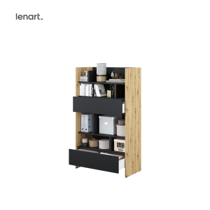 Kleines Bücherregal für Schrankbett Lenart BED CONCEPT BC-27 Schwarz/Eiche 92/158 cm