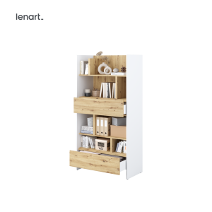 Kleines Bücherregal für Schrankbett Lenart BED CONCEPT BC-28 Weiß/Eiche 92/178 cm