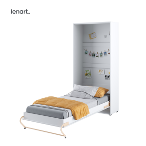 Wandklappbett 90x200 Vertikal Lenart CONCEPT PRO 3 Schrankbett  Weiß Hochglanz CP-03