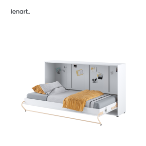 Wandklappbett 90x200 Horizontal Lenart CONCEPT PRO 6 Schrankbett Weiß Hochglanz CP-06