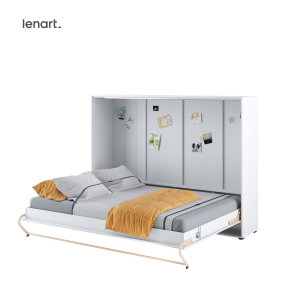 Wandklappbett 140x200 Horizontal Lenart CONCEPT PRO 4 Schrankbett Weiß CP-04