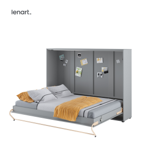 Wandklappbett 140x200 Horizontal Schrankbett Lenart CONCEPT PRO 4 Grau CP-04