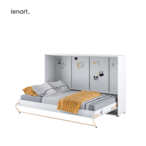 Wandklappbett 120x200 Horizontal Schrankbett Lenart CONCEPT PRO 5 Weiß CP-05