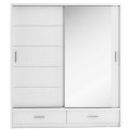 Kleiderschrank ARTI 5 mit zwei Schiebetüren, zwei Schubladen und einem Spiegel LENART