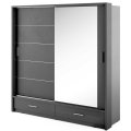 Kleiderschrank ARTI 5 mit zwei Schiebetüren, zwei Schubladen und einem Spiegel LENART