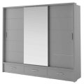 Kleiderschrank ARTI 1 mit drei Schiebetüren, drei Schubladen und einem Spiegel LENART
