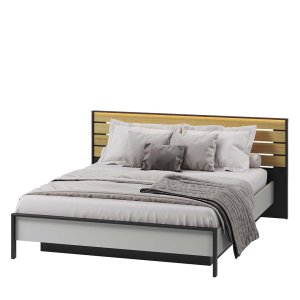 Bett Lenart GRIS GS-02 160x200 grau/schwarz/Eiche Natur