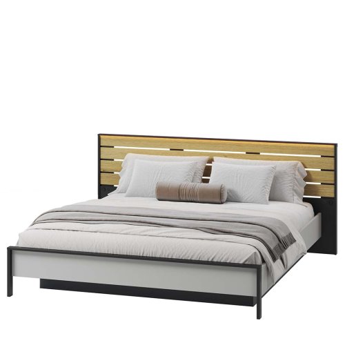 Bett Lenart GRIS GS-02 (180) grau/schwarz/Eiche Natur