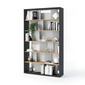 Bücherregal mit LED Lenart FITT FP-01 Graphit/Eiche Linear/Natur/grau