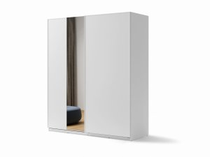 Schiebetürenschrank mit Spiegel Lenart MX-04 weiß 200 cm