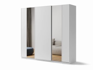 Schiebetürenschrank mit Spiegel Lenart MX-06 weiß 250 cm