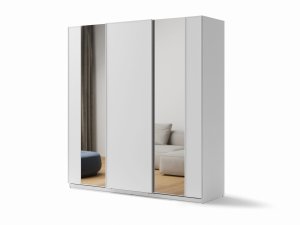 Schiebetürenschrank mit Spiegel Lenart MX-05 weiß 220 cm
