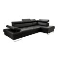 Ecksofa GALAXY MINI Ledersofa 170x280 cm Schlaffunktion Bettkasten einstellbar, Schwarz (K-70)