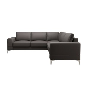 Ecksofa Leder ARIA  MAX Ledersofa L-Form 250×250 Schlaffunktion und Bettkasten, Schwarz (K-70)