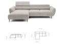 Elektrische Ecksofa ALI L Creme Cordstoff (Poso 100)