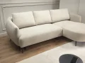 Ecksofa CANDY mit Schlaffunktion, Bettkasten, Metallfüßen und modernem Design