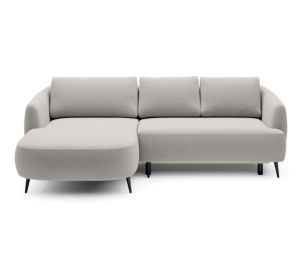 Ecksofa CANDY mit Schlaffunktion, Bettkasten & eleganten Metallfüßen - Creme Beige (Eden 02)