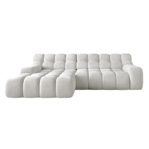 Ecksofa CAMPILE – Designer Sofa mit elektrischer Sitztiefenverstellung & Wellenfederung - Ivory (Eden 01)