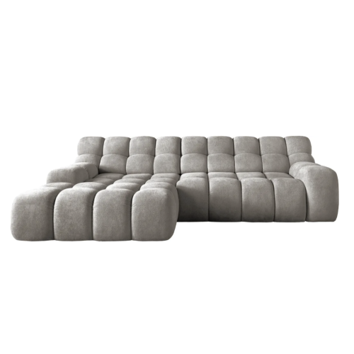 Ecksofa CAMPILE – Designer Sofa mit elektrischer Sitztiefenverstellung & Wellenfederung - Hellgrau (Eden 07)