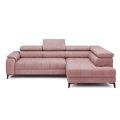 Ecksofa CHIVAS mit Relaxfunktion, verstellbarer Sitztiefe & Kopfstützen - Rosa (Riviera 62)