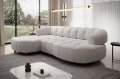 Ecksofa VELPA S Elektrisch Ausfahrbar, Holzbeine WERSAL Stoff Weiß-Schwarz 6