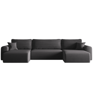 Ecksofa CAPRI U Wohnlandschaft mit Schlaffunktion Bettkasten Dunkelgrau (Poso 22)